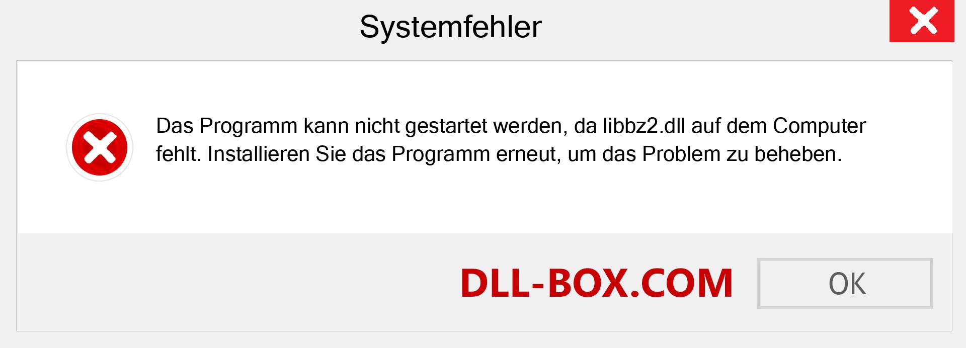 libbz2.dll-Datei fehlt?. Download für Windows 7, 8, 10 - Fix libbz2 dll Missing Error unter Windows, Fotos, Bildern